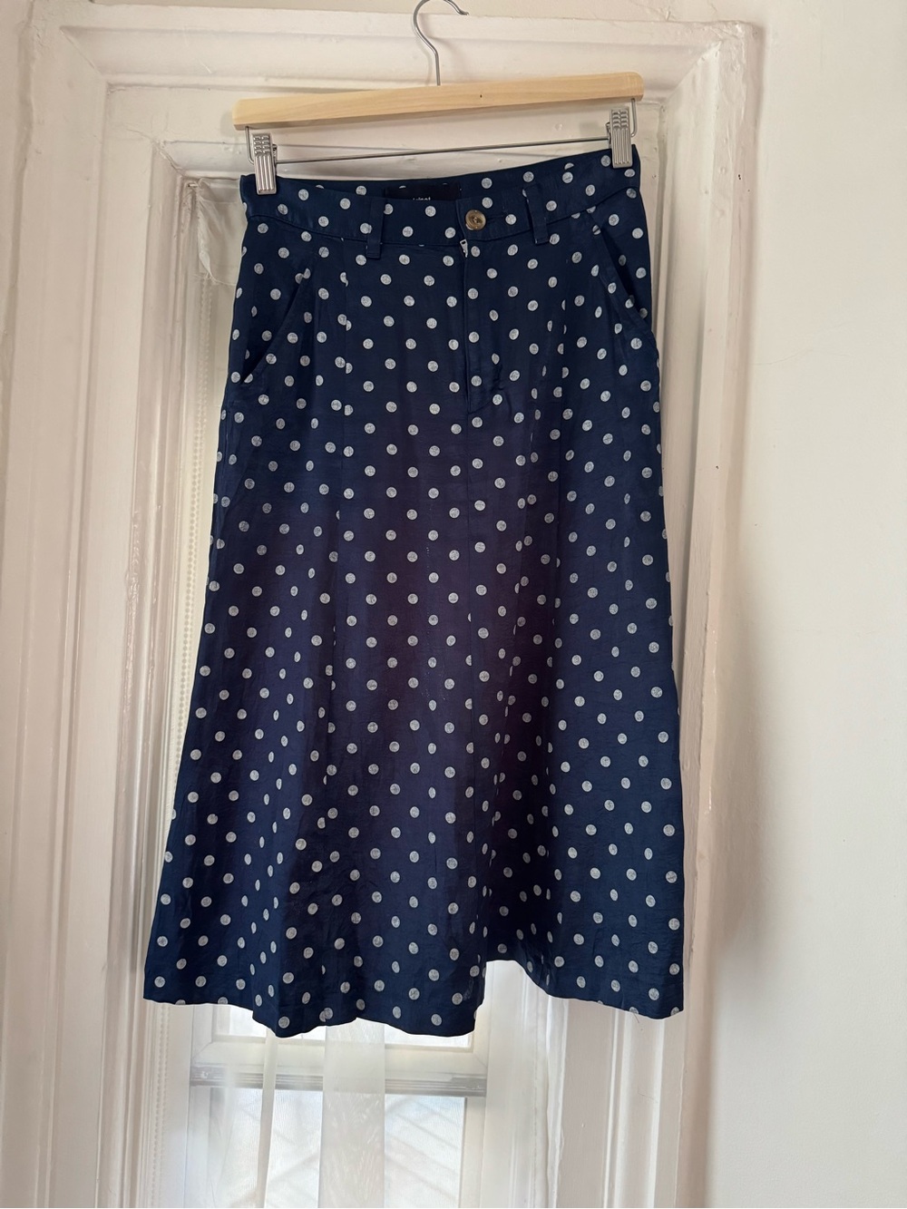 Comme des Garcons Tricot Polka Dot A-Line Midi Skirt - Navy